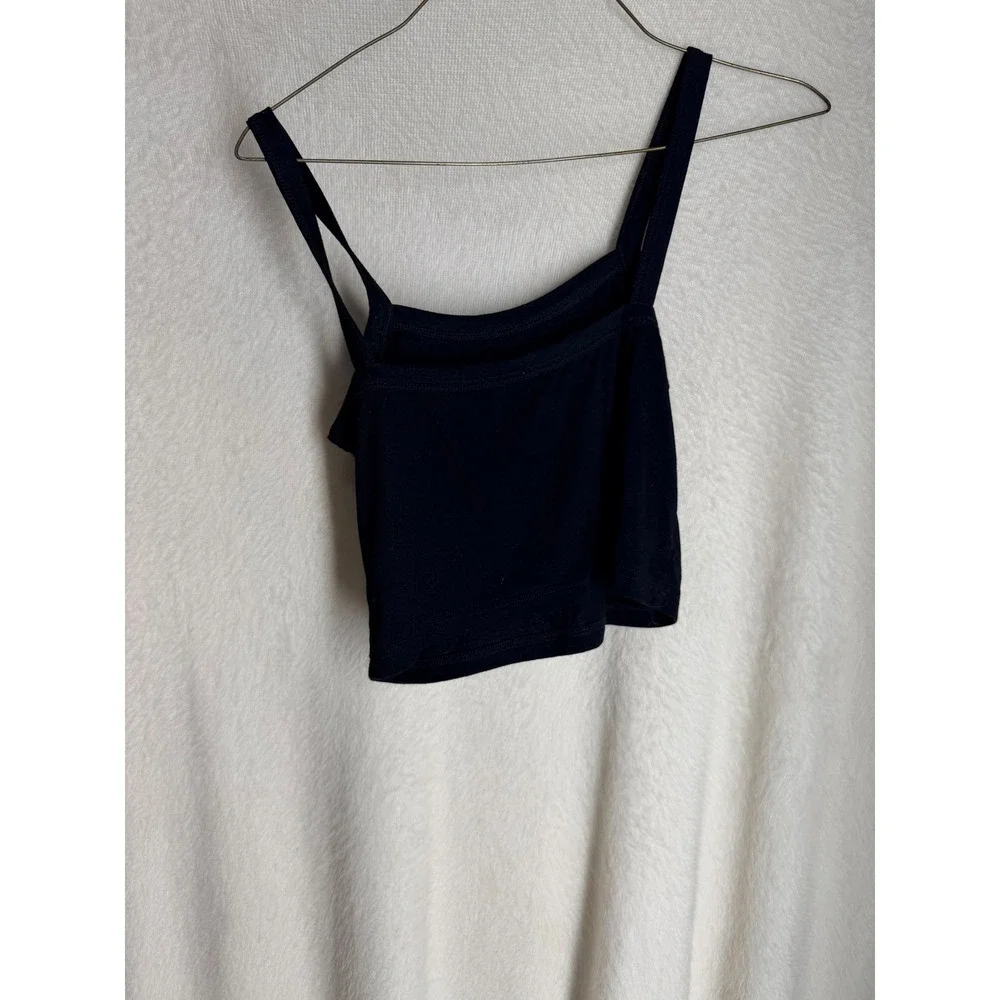 SHEIN Womens Black Cropped Cami Tank Top Double Strap Square Neck Medium